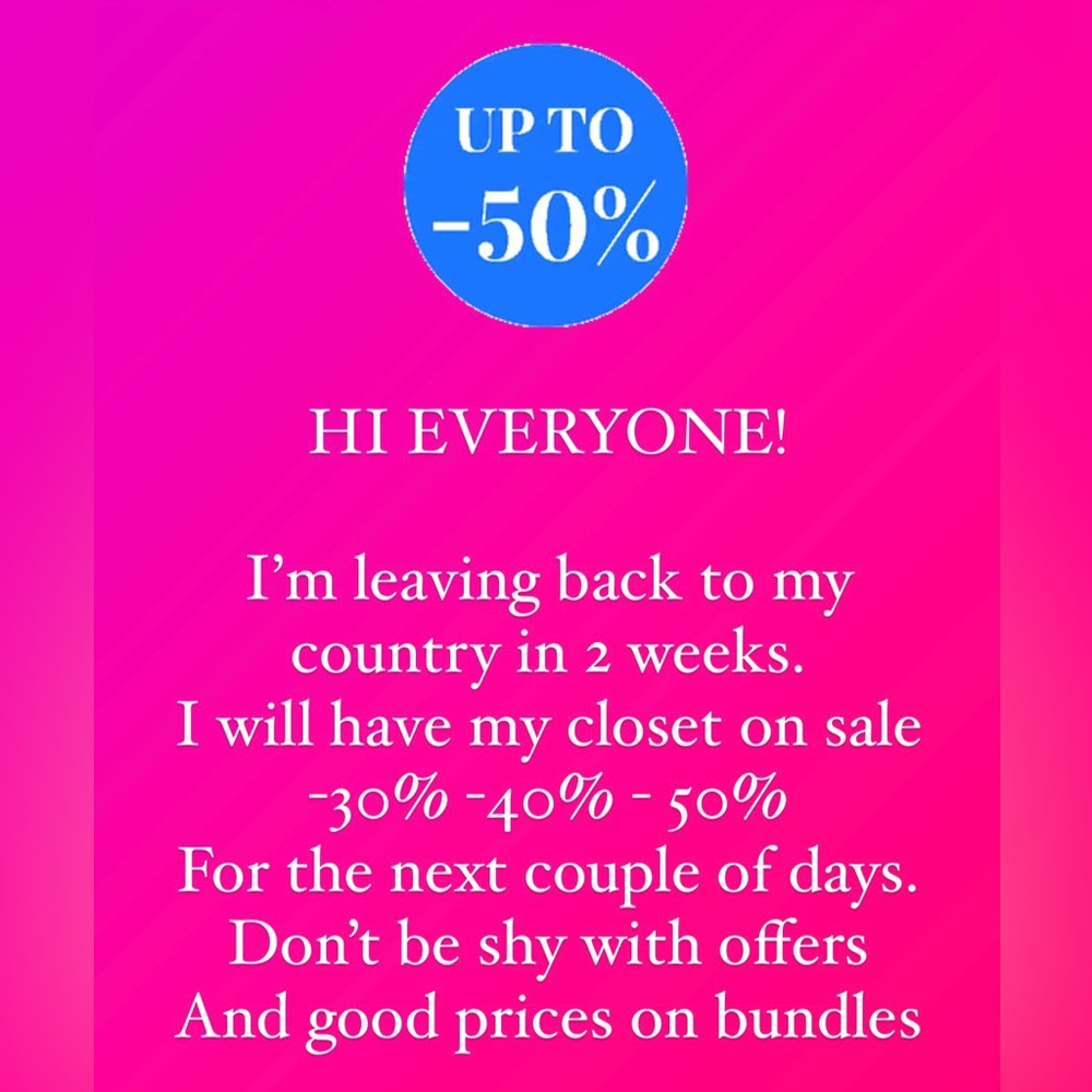 HI EVERYONE! UP TO 50% off